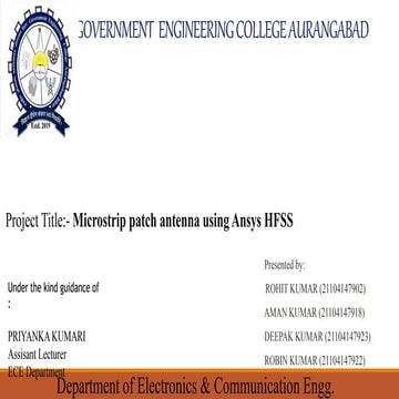 Microstrip patch antenna in hfss Anyss presentation PPT for college final year