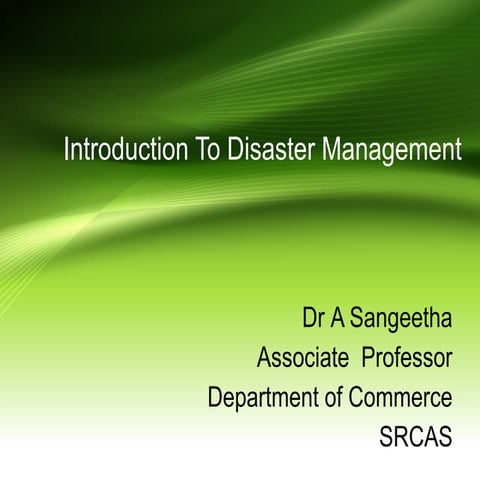 Comprehensive Introduction to Disaster Management: Concepts, Stages ...