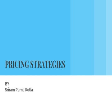 Pricing strategies