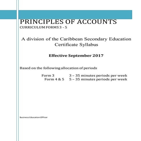 Principles of Accounts Course Outline 2017