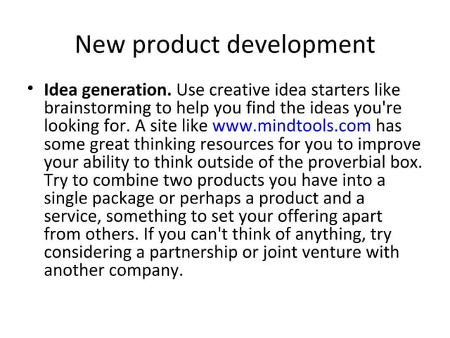 New product development