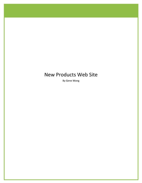 New Products Web Site
