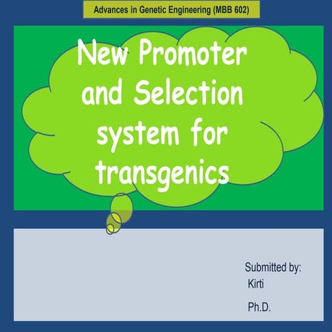 New promoters and selection methods | PPTX
