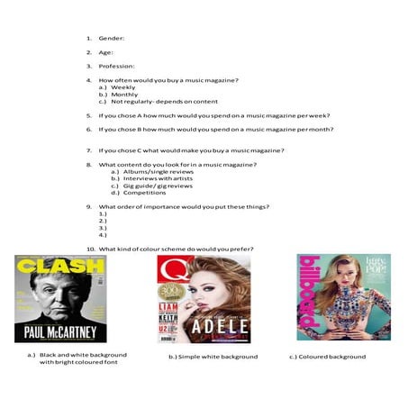 Music Magazine Questionnaire 
