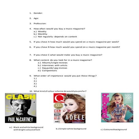 Music magazine Questionnaire 