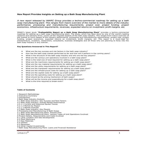 New report provides insights on setting up a bath soap manufacturing plant