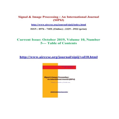 New Research Articles 2019 October Issue Signal & Image Processing An Interna...