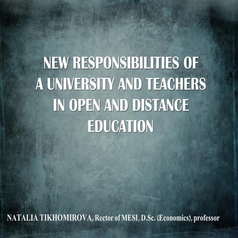 New responsibilities of university and teachers for sustainable development