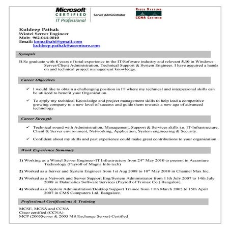 Wintel & Windows Server support Profile