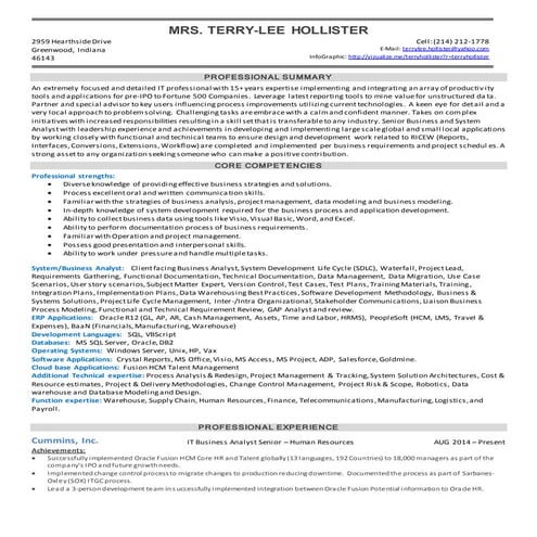 Resume - Sr. Business Analyst