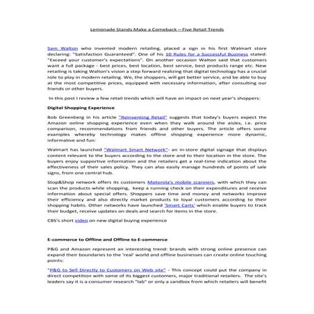 Lemonade Stands Make a Comeback – Five Retail Trends