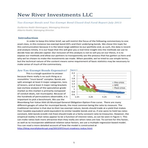 New River Investments Tax Exempt Bond Commentary