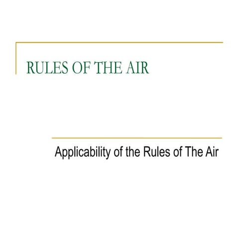 Comprehensive Overview of International Rules of the Air for Aircraft ...