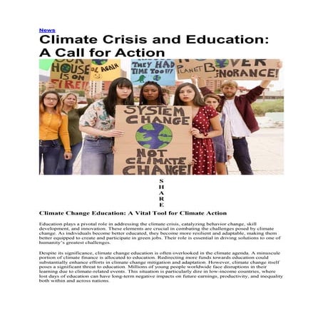 Education's Critical Role in Combating Climate Change | PDF