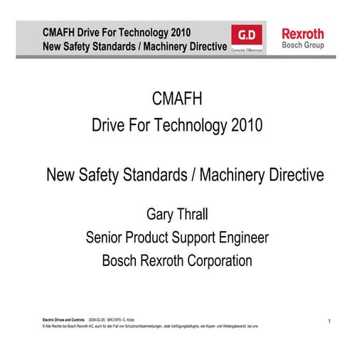 New Safety Standards Machinery Directive