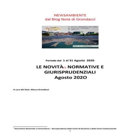 News lex-sentenze  Ambiente agosto 2020