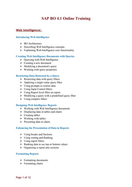 SAP BO 4.1 Training 