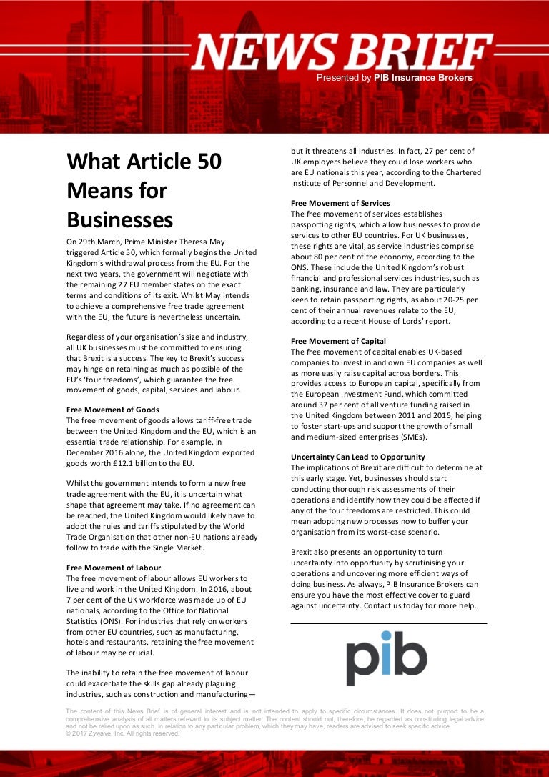 News brief what article 50 means for businesses