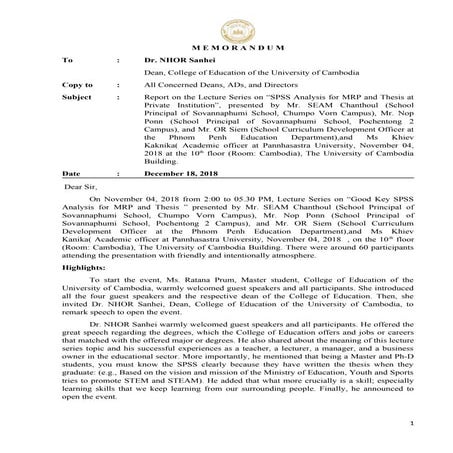 (New) SEAM-Chanthoul_1-Workshop-Report_Lecture-Series_SPSS-Analysis ...