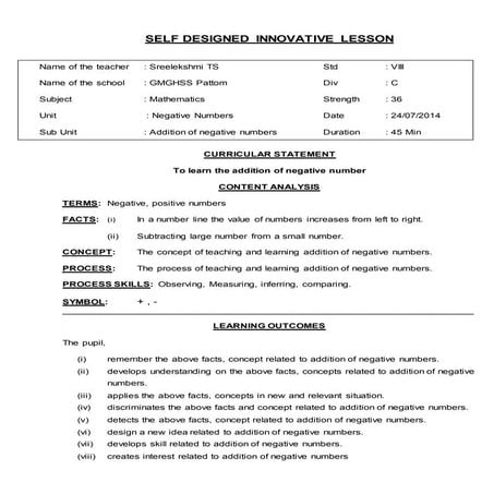 Innovative lesson plan | DOCX