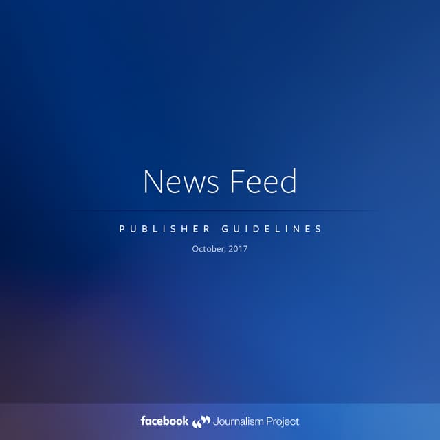 Facebook News feed publisher guidelines