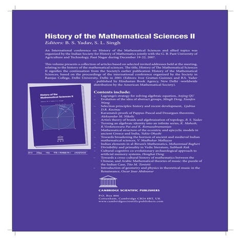 News ishm books history of the math sc-ii