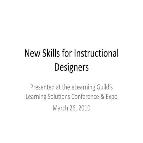 New Skills for Instructional Designers
