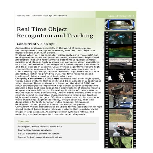 News Letter, object recognition and tracking