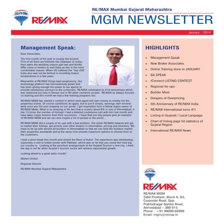 RE/MAX Mumbai Gujarat Maharashtra Newsletter January 2014