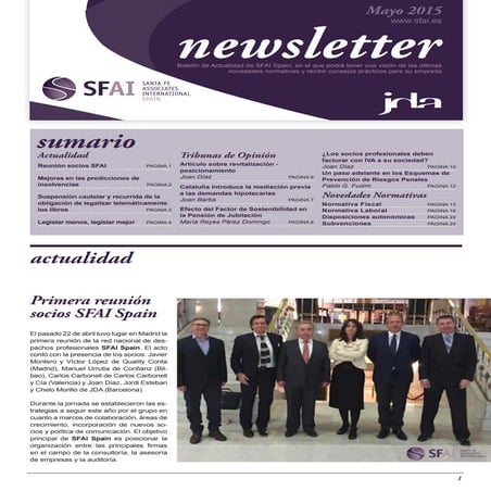 Newsletter SFAI Spain Mayo 2015