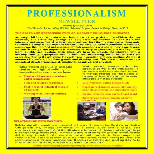 News letter professionalism -final | PDF | Daycare and Pre-School ...