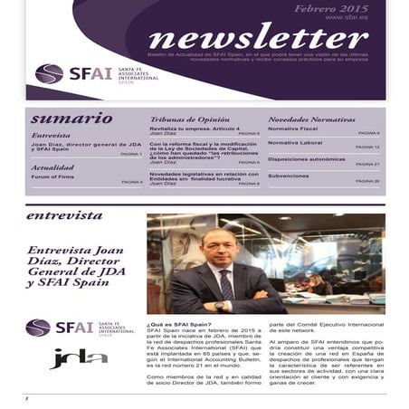 Newsletter SFAI Spain Febrero 2015