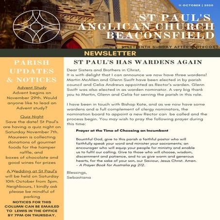 St Paul's Newsletter 11th October 2020