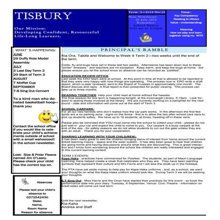 Newsletter 18 june 2015