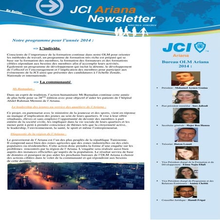 Newsletter 1er Trimestre 2014 - JCI Ariana