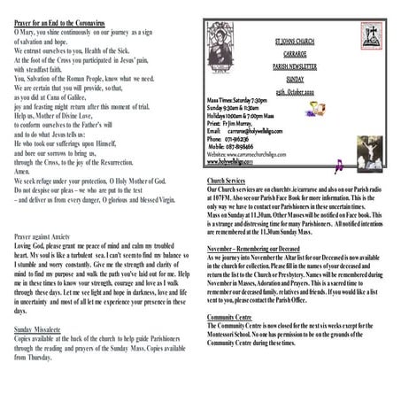 25 October 2020 (Newsletter)