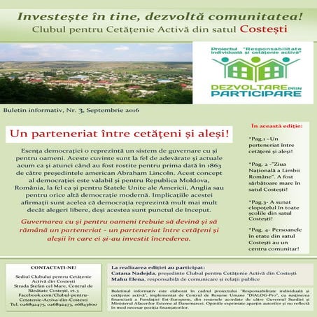 ”Investește în tine, dezvoltă comunitatea!” Buletin informativ al Clubului pe...