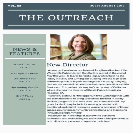 July 2017: Outreach Newsletter