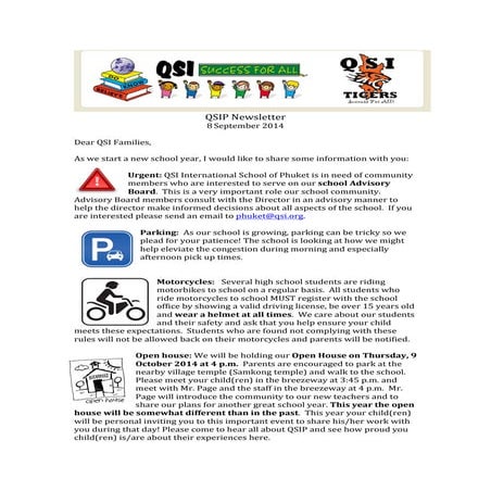 Newsletter - 8th September 2014