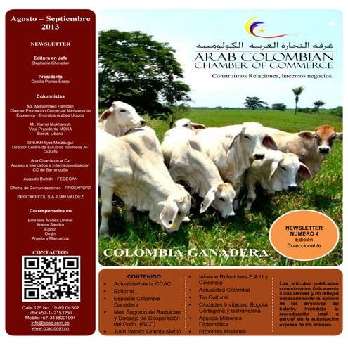 Newsletter Agosto- Septiembre 2013 COLOMBIA GANADERA