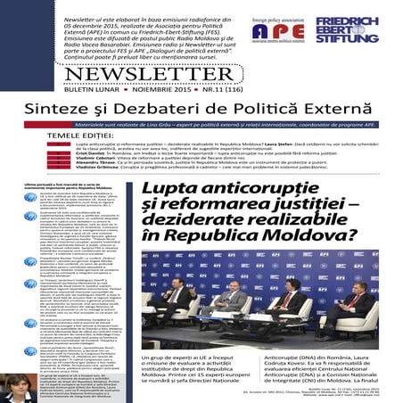 Sinteze şi Dezbateri de Politică Externă Nr.11 (116), Noiembrie 2015