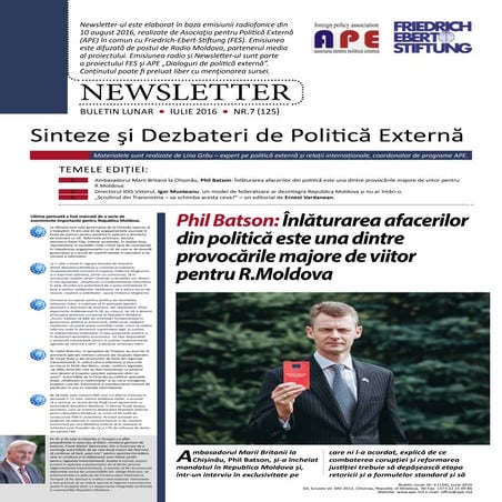 Sinteze si Dezbateri de Politica Externa, Iulie 2016, Nr.7