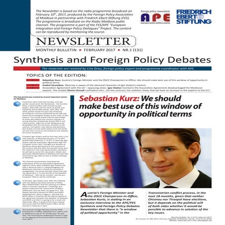 Synthesis and Foreign Policy Debates, Nr. 01, January 2017