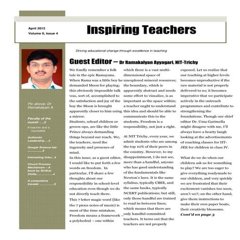 Inspiring Teachers Newsletter April 2012