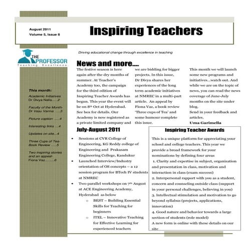 Newsletter   August 2011