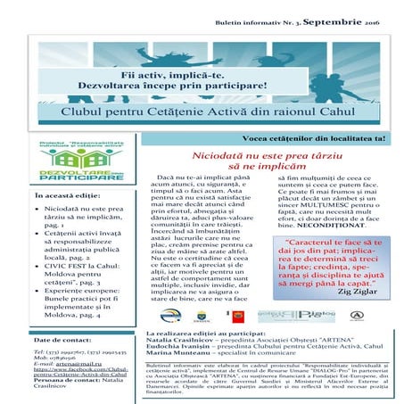 Fii activ, implică-te. Dezvoltarea începe prin participare! Buletin informati...