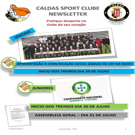 Newsletter CSC 139, 17 de julho  2015