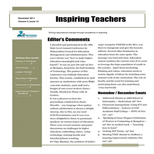 Newsletter  Dec 2011