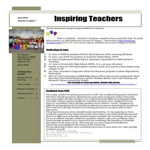 Inspiring Teachers July 2010