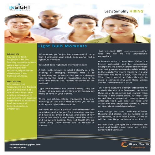 News letter light bulb moments